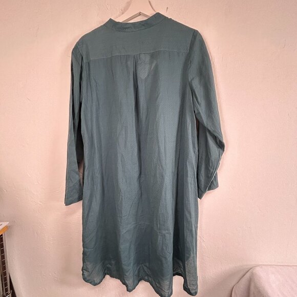Marketplace Handmade Teal Cotton Tunic Dress With Embroidered Pocket Large New - Picture 2 of 7